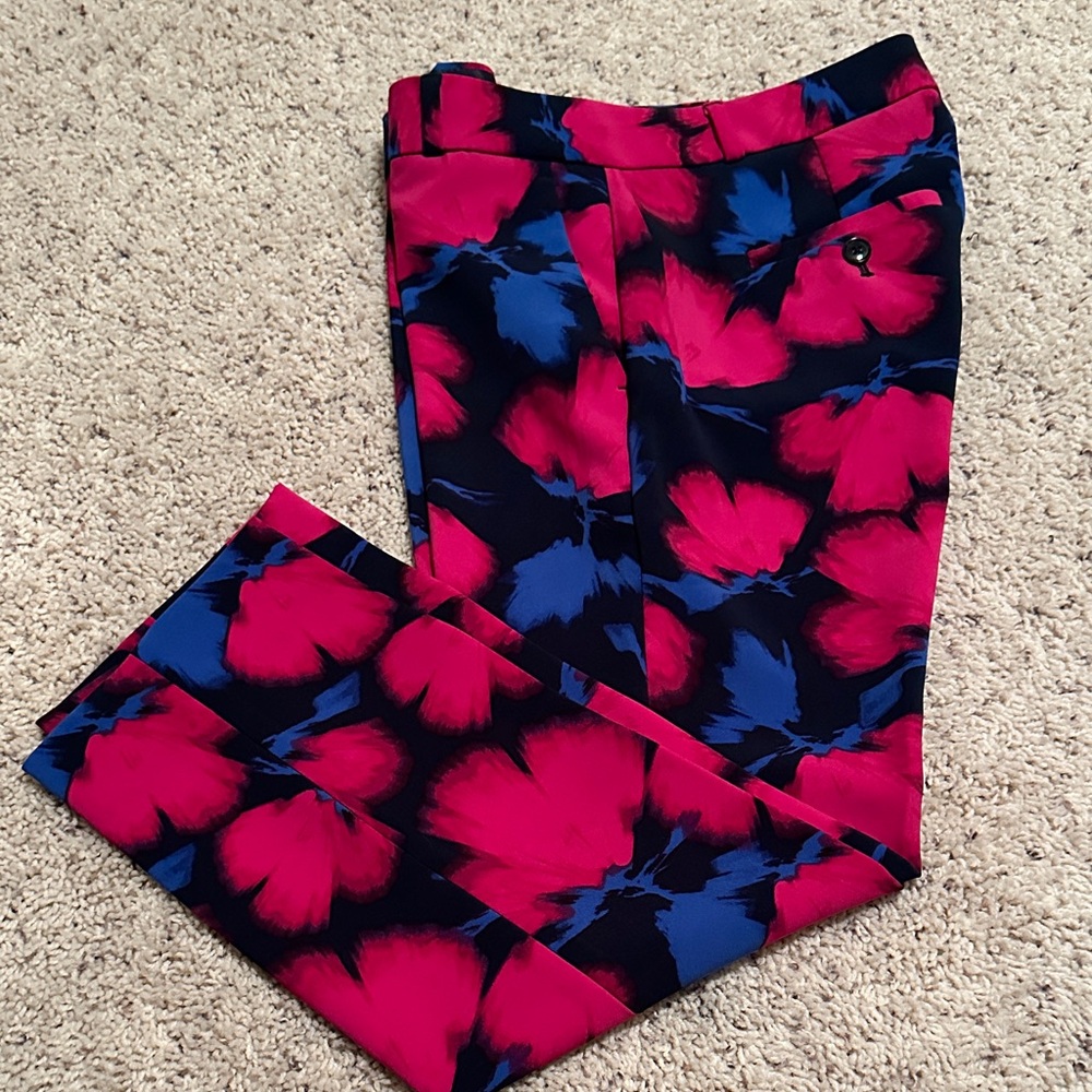 Banana Republic Pink and Blue Floral Women's Trousers